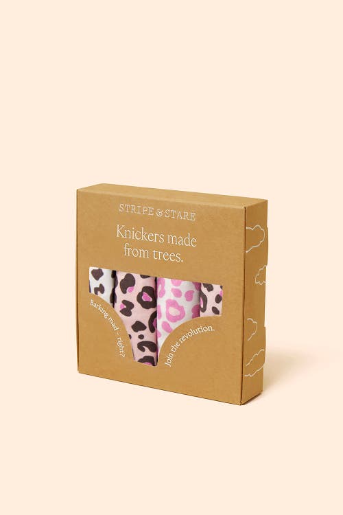 Stripe & Stare Original Knicker Four Pack Panties Liquorice Leopard In Liquorice Leopard