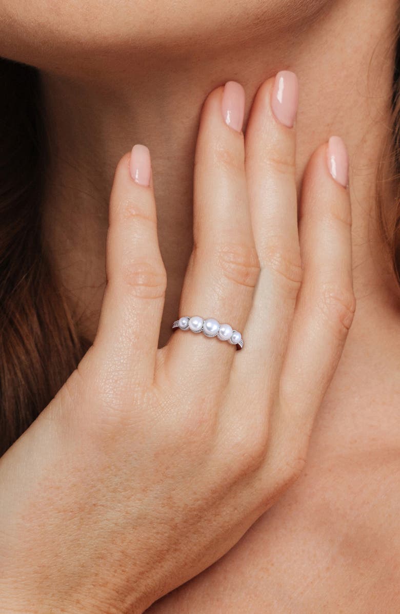 DELMAR 14K White Gold 4–4.5mm Cultured Freshwater Pearl & Diamond Ring - 0.05ct., Alternate, color, 