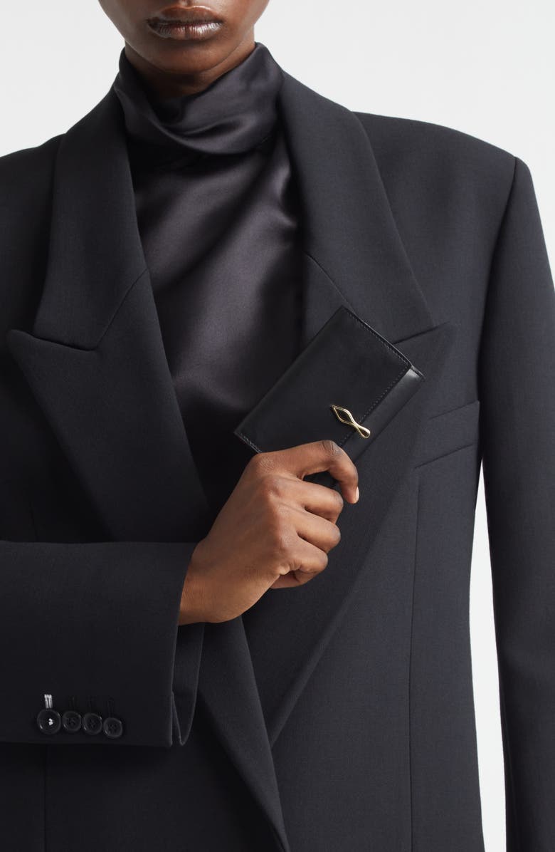 Christian Louboutin Bettina Leather Cardholder, Alternate, color, Black/ Gold