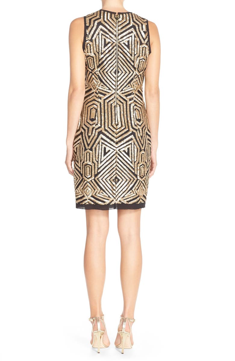 Vince Camuto Sequin Chiffon Sheath Dress, Alternate, color, 