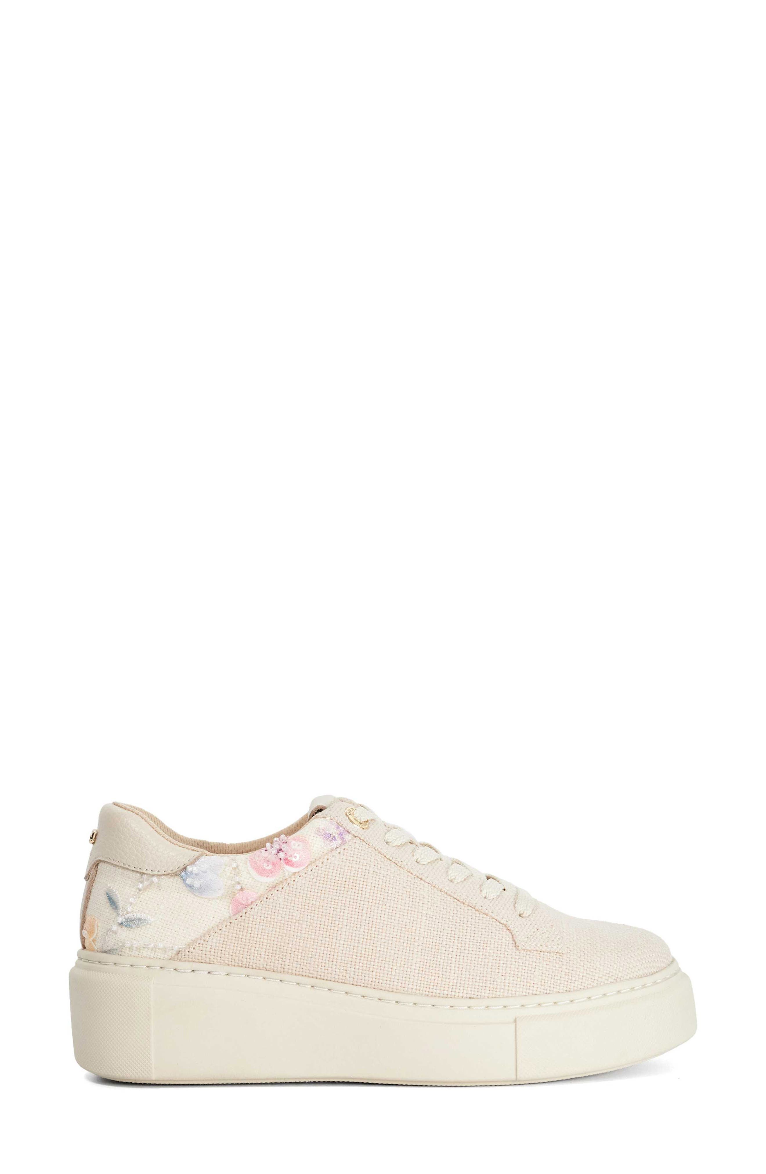 Dune London Evienne Platform Sneaker, Alternate, color, Natural