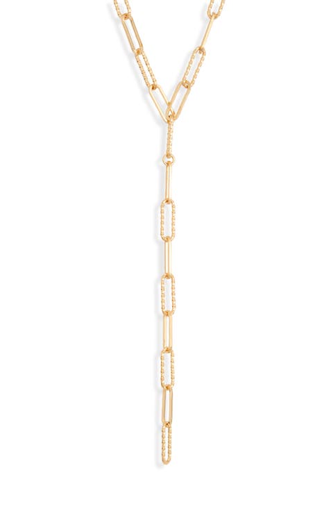 Textured Oval Link Y Necklace