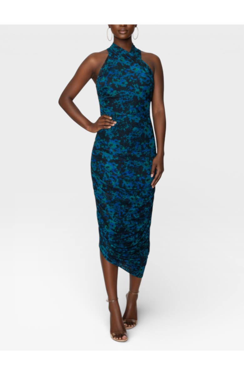 RACHEL Rachel Roy Lohan Ruched Asymmetrical Dress, Main, color, Abstract Cobalt Floral