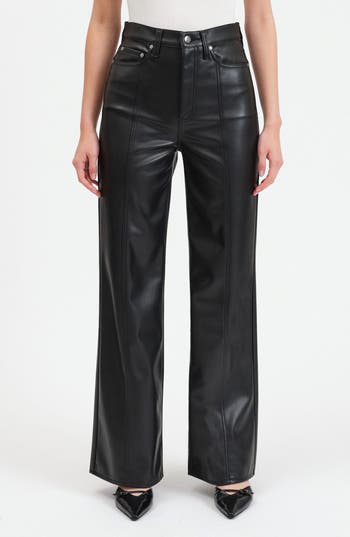 DAZE DAZE FAR OUT FAUX LEATHER WIDE LEG PANTS 