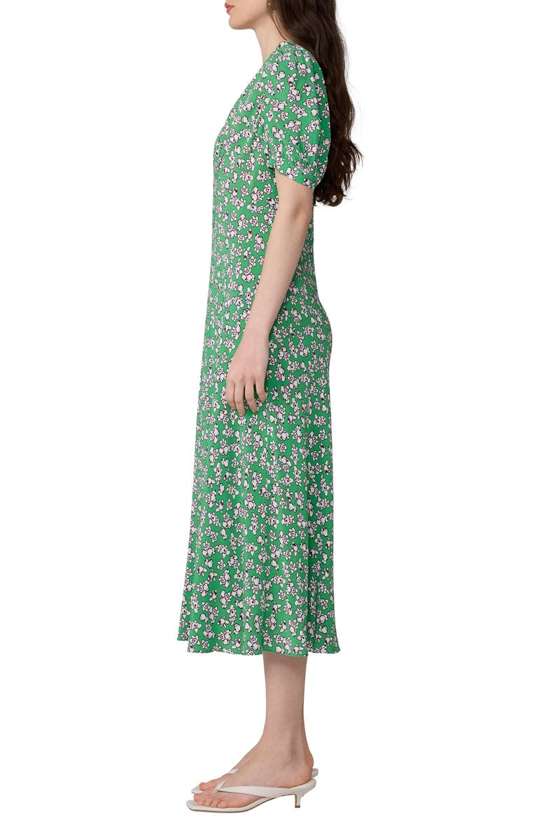 Diane von Furstenberg Molly Floral Midi Dress, Alternate, color, Kalamata Mini Indian Green