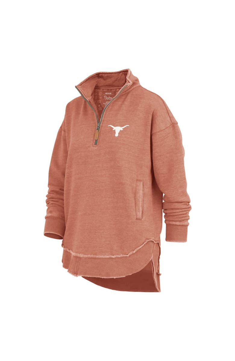 PRESSBOX Women's Pressbox Burnt Orange Texas Longhorns Northfork Sojourn Poncho Quarter-Zip Sweatshirt, Alternate, color,