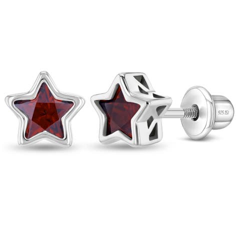 Cubic Zirconia Birthstone Star Earrings