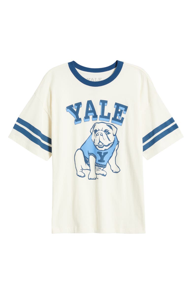GOLDEN HOUR Yale Bulldog Cotton Graphic Ringer T-Shirt, Alternate, color, Marshmallow/ Yale Blue