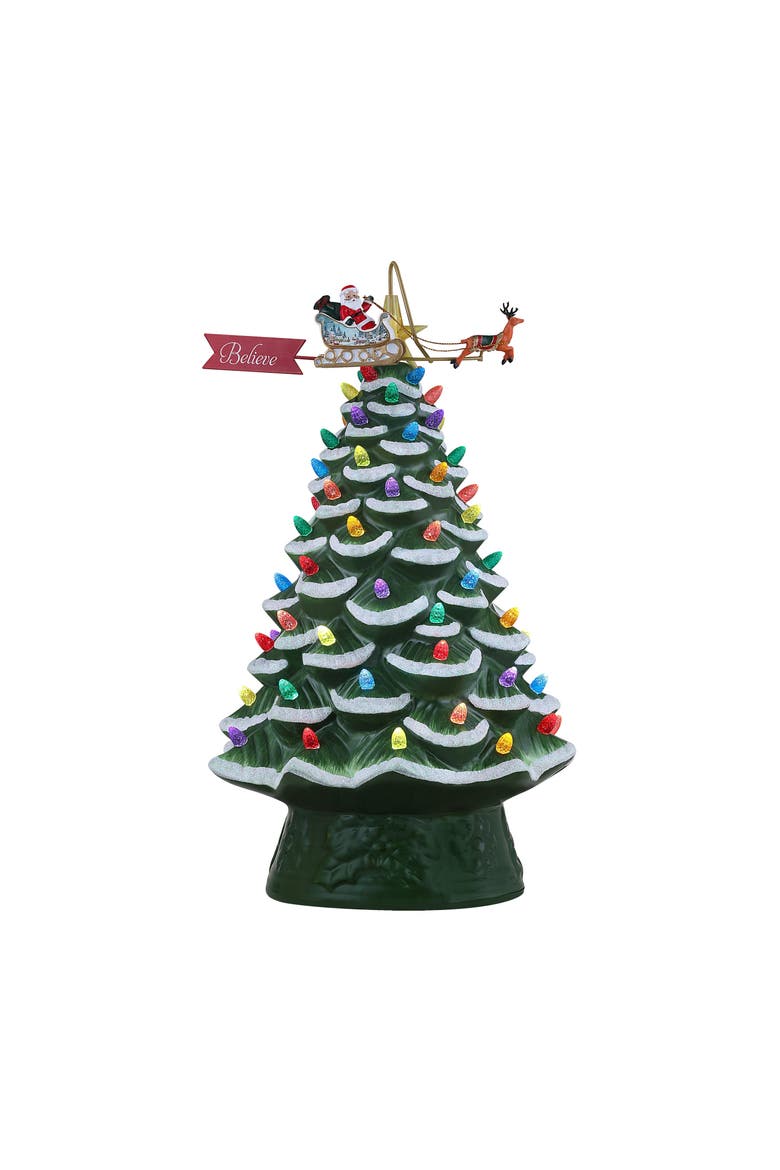 16 in. Animated Nostalgic Ceramic Tree - Green, Main, color, Multicolor