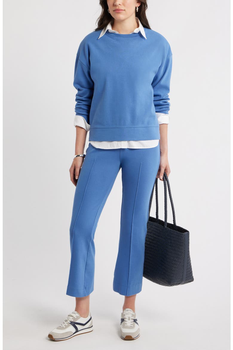 Stretch Cotton Crop Kick Flare Pants, Alternate, color, BLUE GLORY