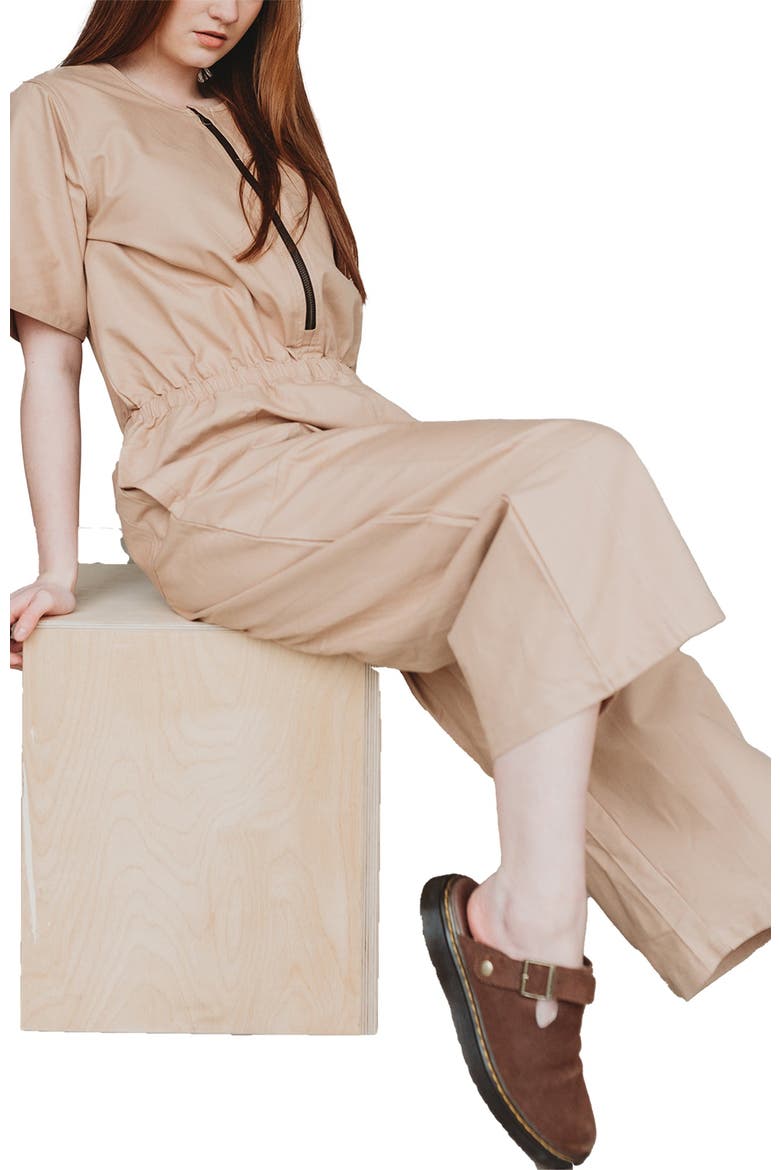 Organic Cotton Ethel Jumpsuit, Alternate, color, Brown