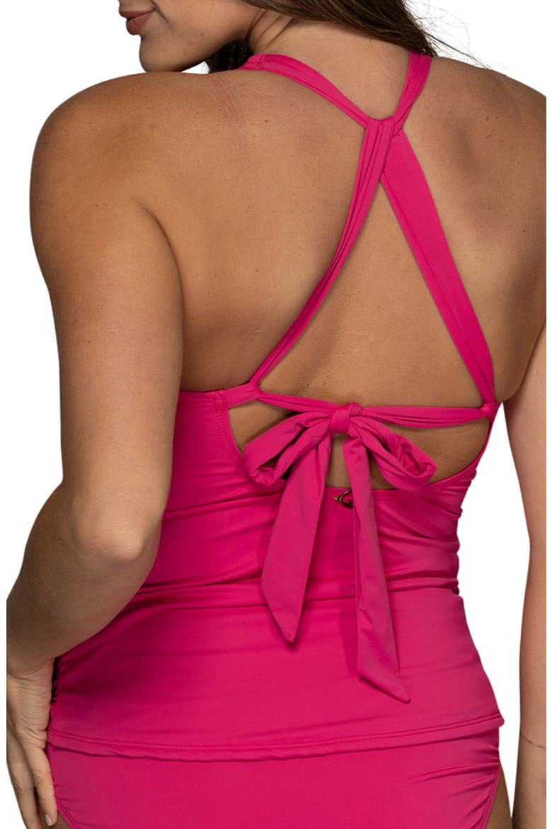 Louise Wrap Tankini Bikini Top, Alternate, color, PINK