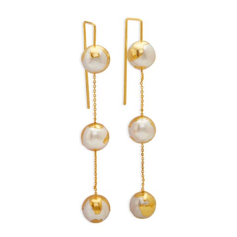 Selene Earrings In Gold Finish With Baroque Shell Pearl