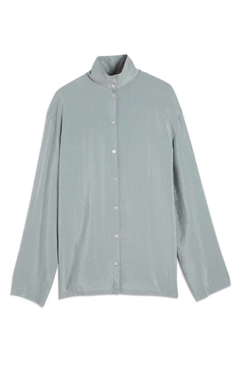 Lemaire Stand Collar Silk Blend Button-Up Shirt, Alternate, color, 