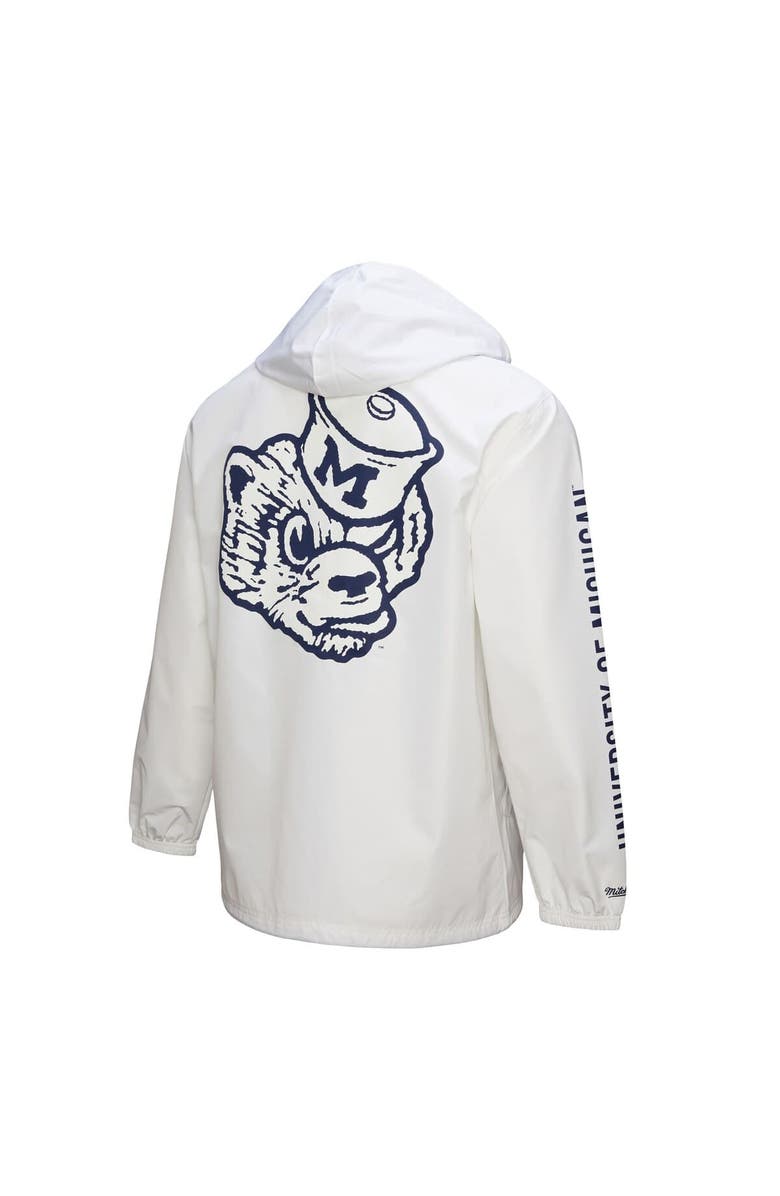 Mitchell & Ness Men's Mitchell & Ness  White Michigan Wolverines Coaches Full-Snap Hoodie Jacket, Alternate, color, 