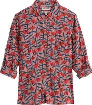 Seasalt Cornwall Larissa Floral Crinkled Organic Cotton Button-Up Shirt