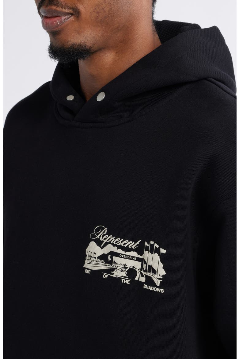 Raceway Graphic Hoodie, Alternate, color, JET BLACK