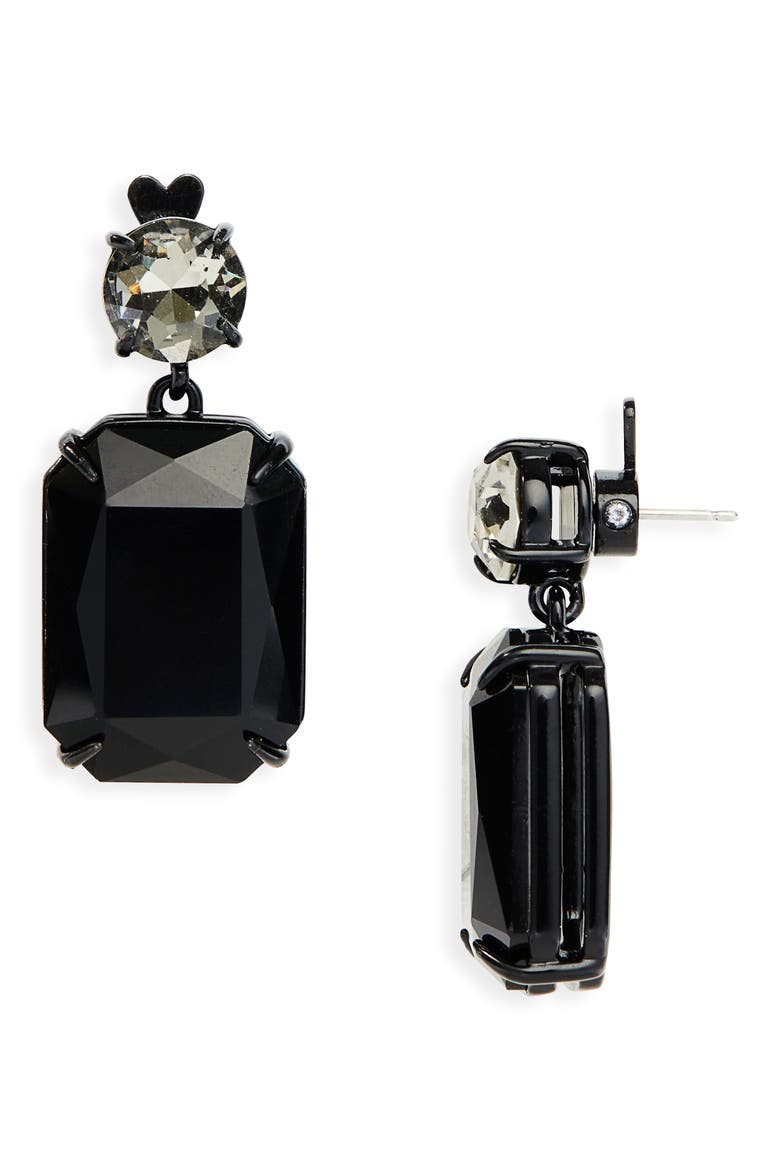 Riviere Crystal Drop Earrings, Main, color, BLACK
