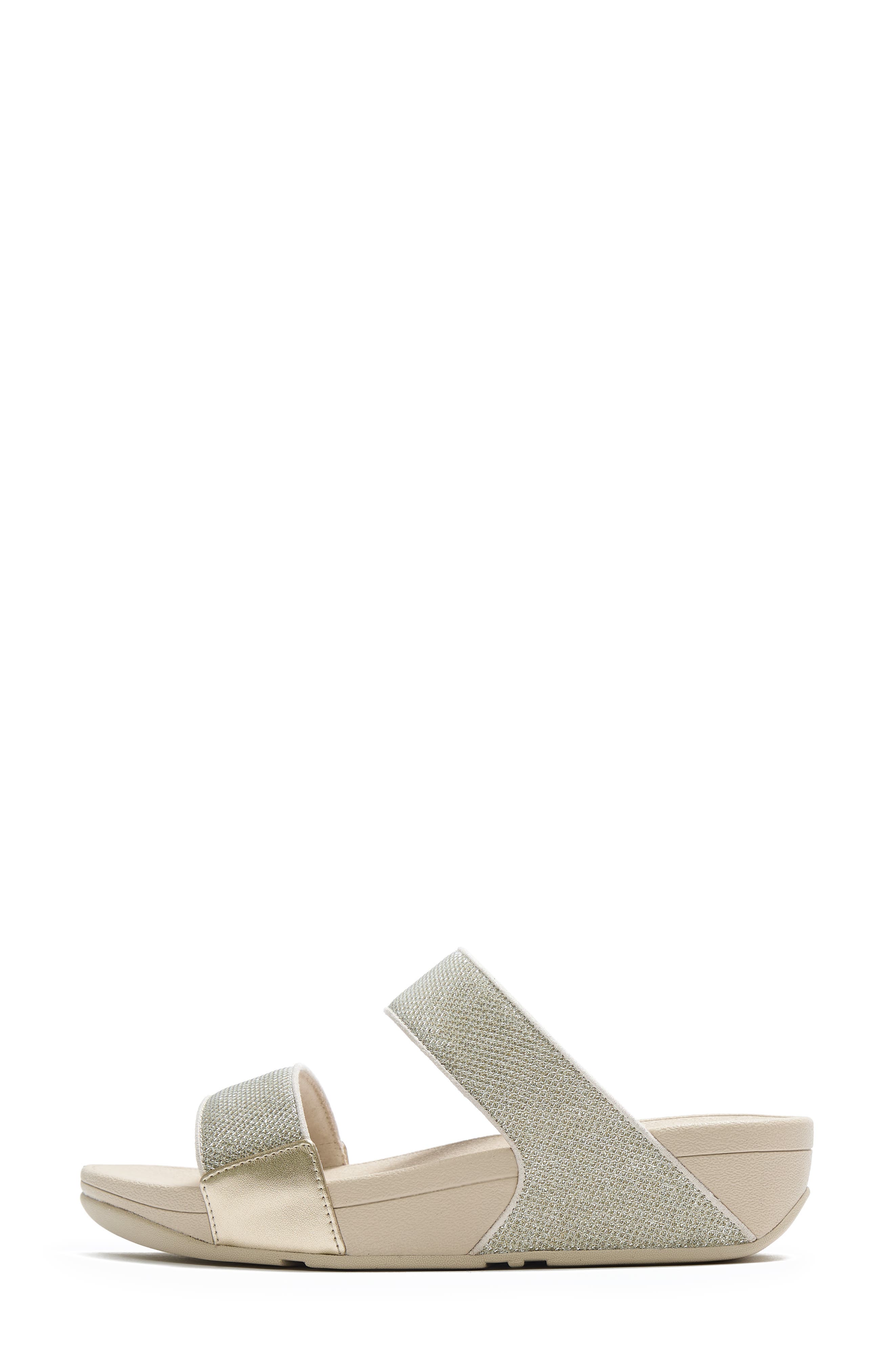 FitFlop Lulu ShimmerGlitz Slide Sandal, Alternate, color, Platino