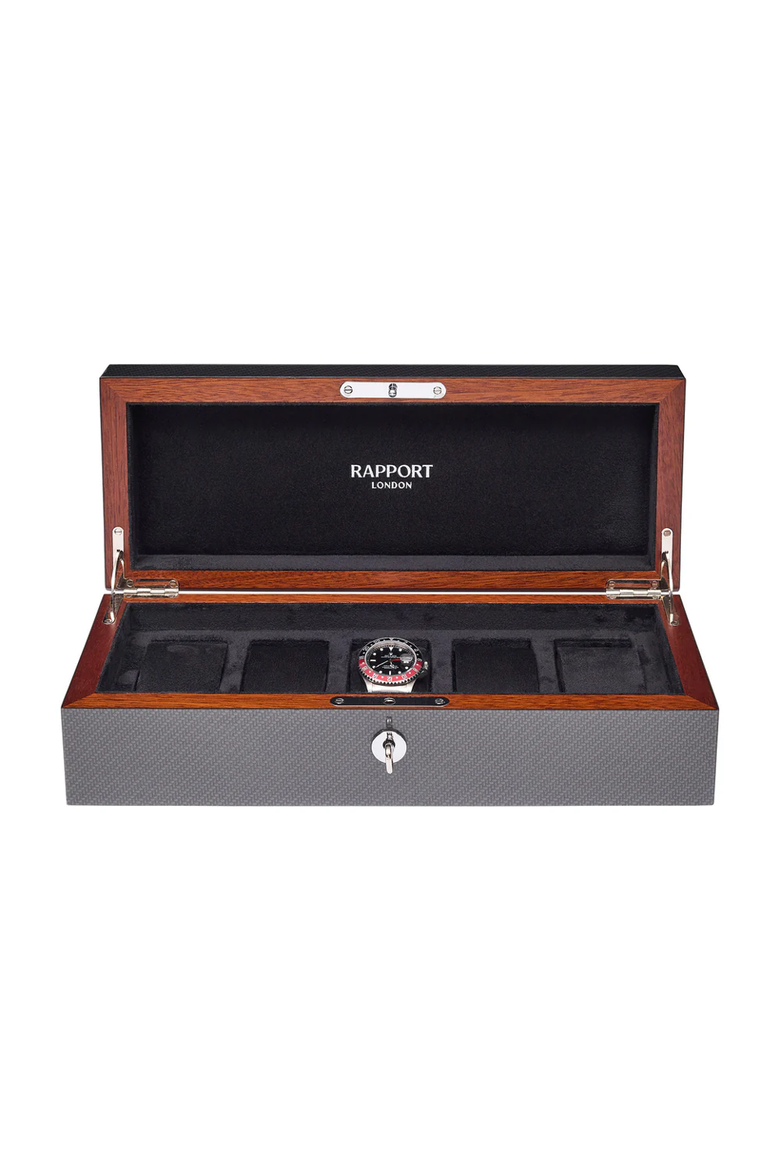 Carbon Fibre Five Watch Box, Alternate, color, Grey