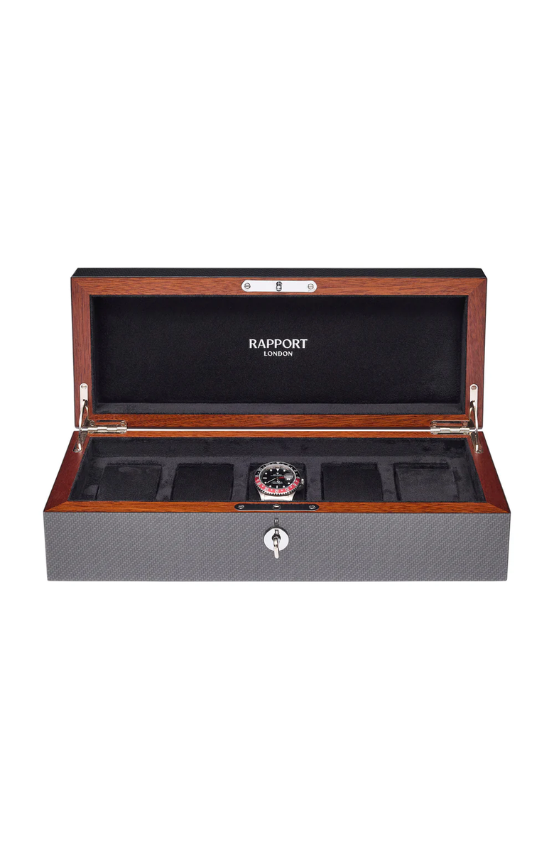 Rapport London Carbon Fibre Five Watch Box, Alternate, color, Grey
