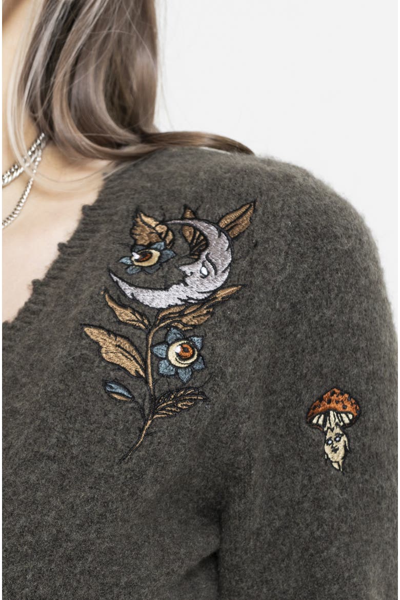 Hexborn Baba Yaga Knit Cardigan, Alternate, color, Grey