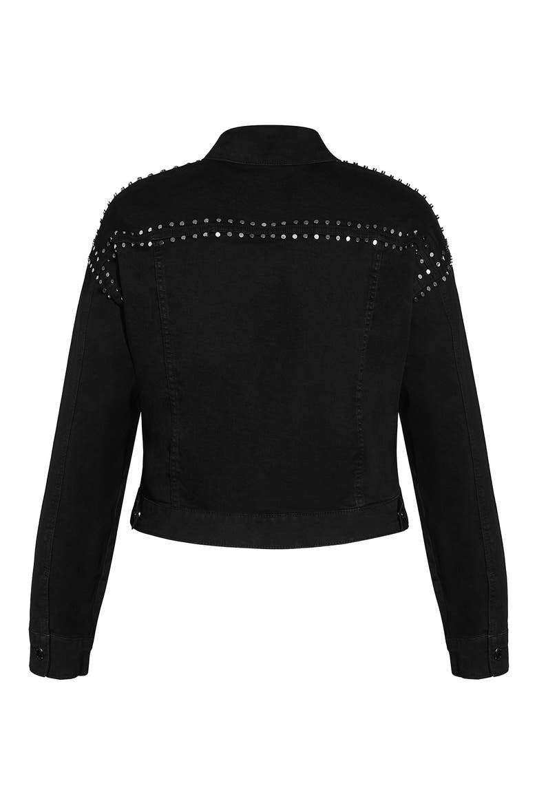 Rock Stud Denim Jacket, Alternate, color, BLACK