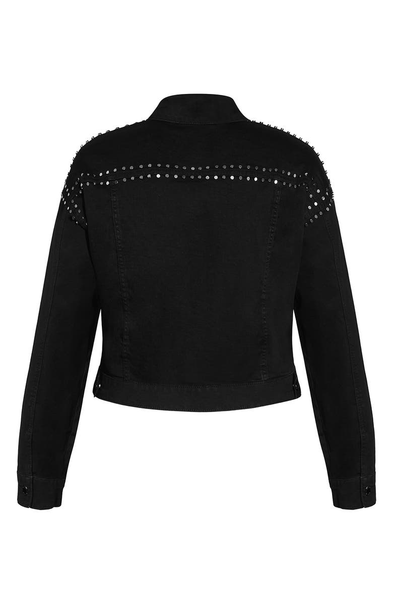 City Chic Rock Stud Denim Jacket, Alternate, color, 