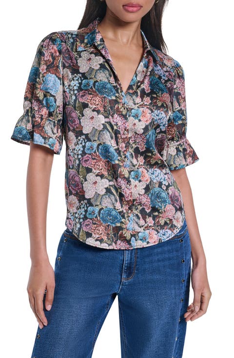Short Sleeve Ruffle Cuff Shirt