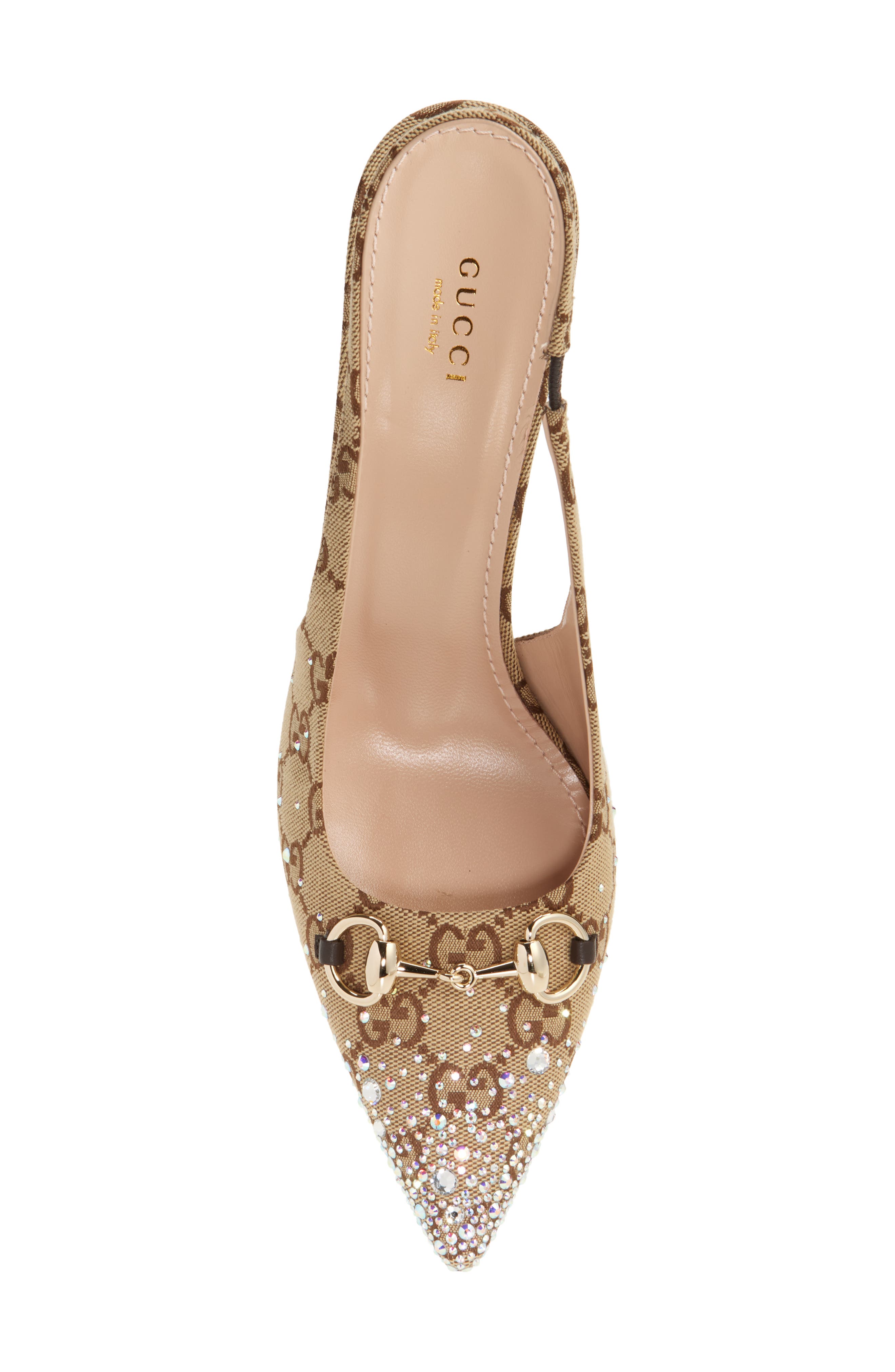 Gucci Erin Crystal Embellished Pointed Toe Slingback Pump, Alternate, color, 