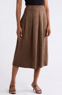 MAX STUDIO Faux Suede Pleated Skirt