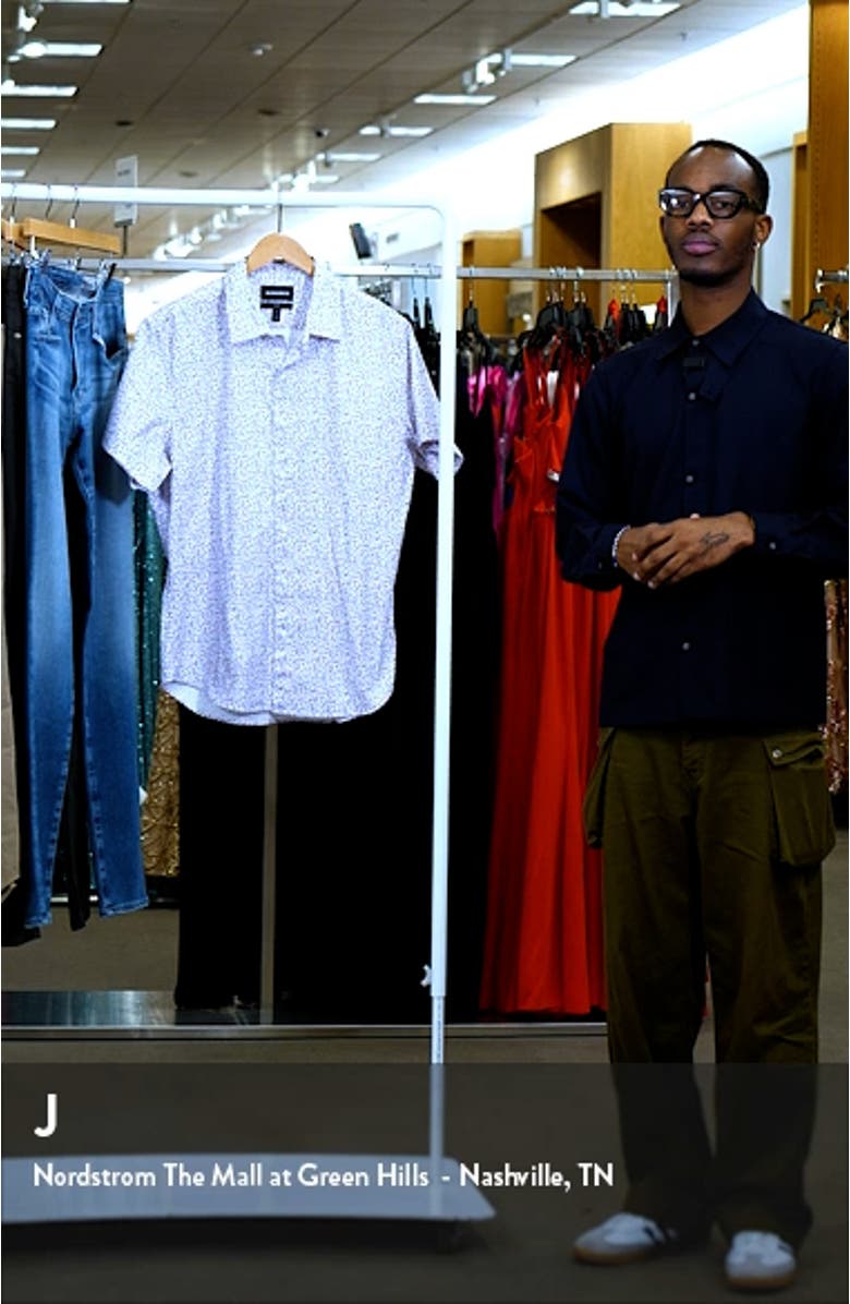 Riviera Floral Short Sleeve Stretch Cotton Button-Up Shirt, sales video thumbnail