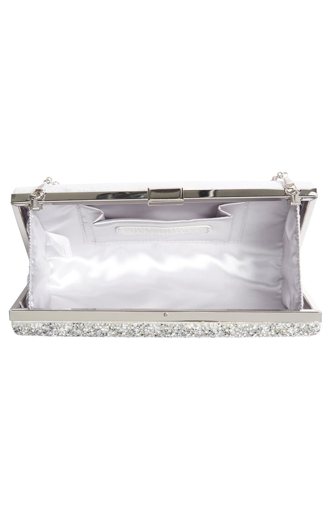 'Mayanna' Crystal Embellished Minaudiere, Alternate, color, SILVER