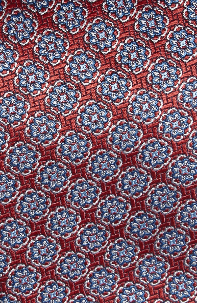 David Donahue Geometric Silk Tie, Alternate, color, Red
