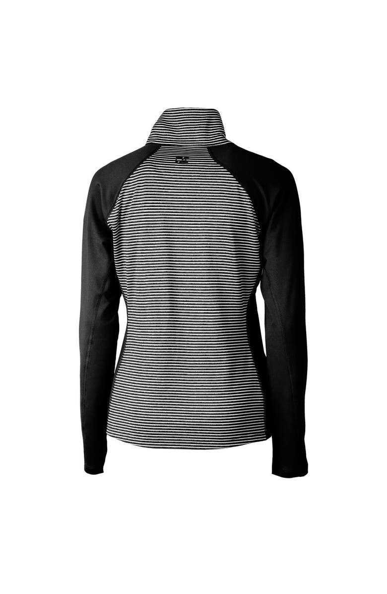 Cutter & Buck Women's Cutter & Buck Black Delaware Fightin' Blue Hens Forge Tonal Stripe Stretch Half-Zip Pullover Top, Alternate, color, 