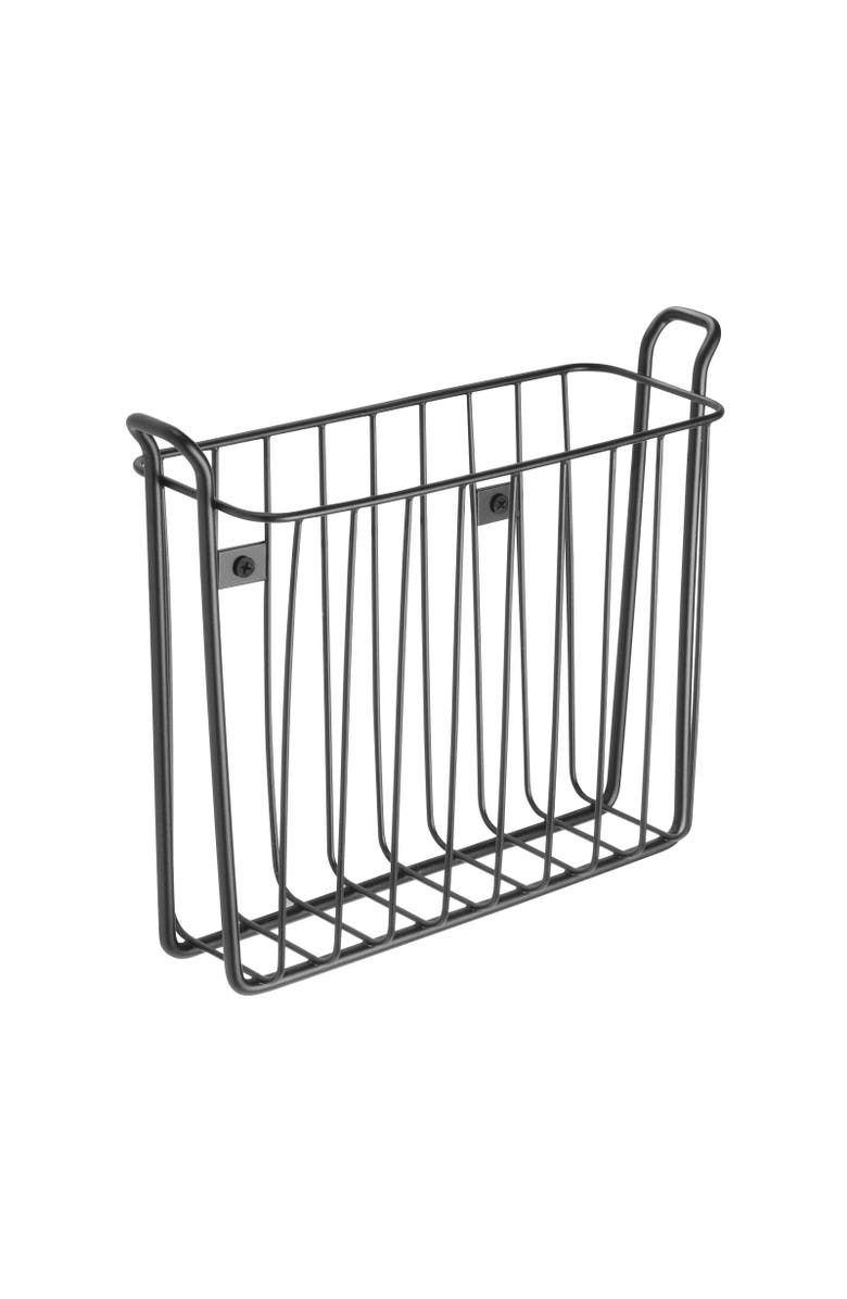 mDesign Metal Wall Mount Decorative Magazine Rack Organizer Bin Basket - Black, Alternate, color, 