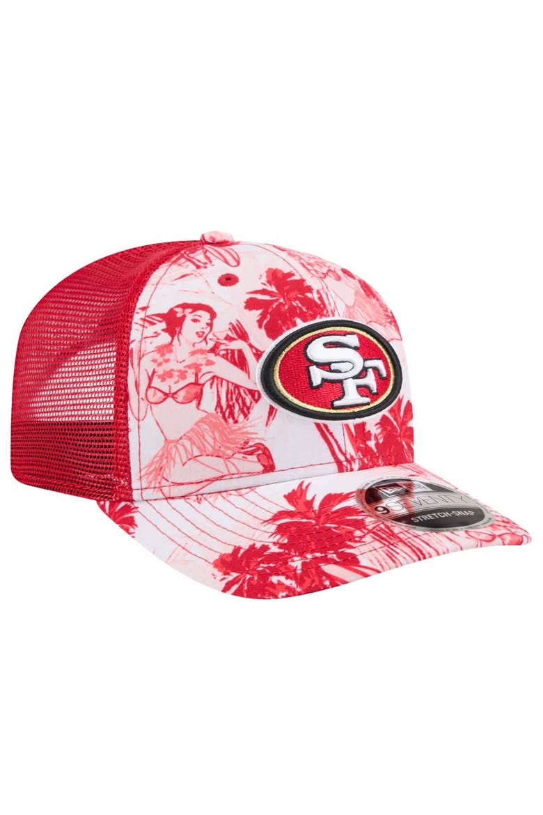 Men's New Era Scarlet San Francisco 49ers Hula 9SEVENTY Adjustable Trucker Hat, Alternate, color, Scarlet