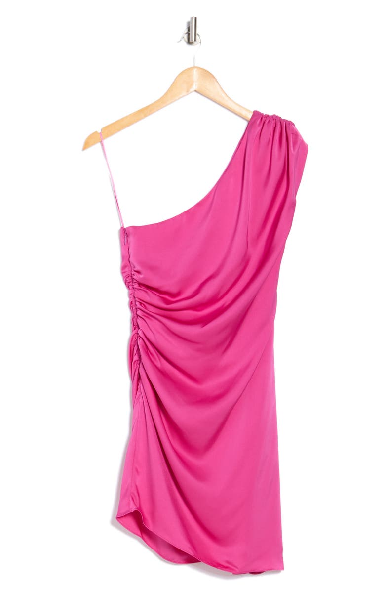Ramy Brook Addie One-Shoulder Satin Minidress, Alternate, color, Magenta