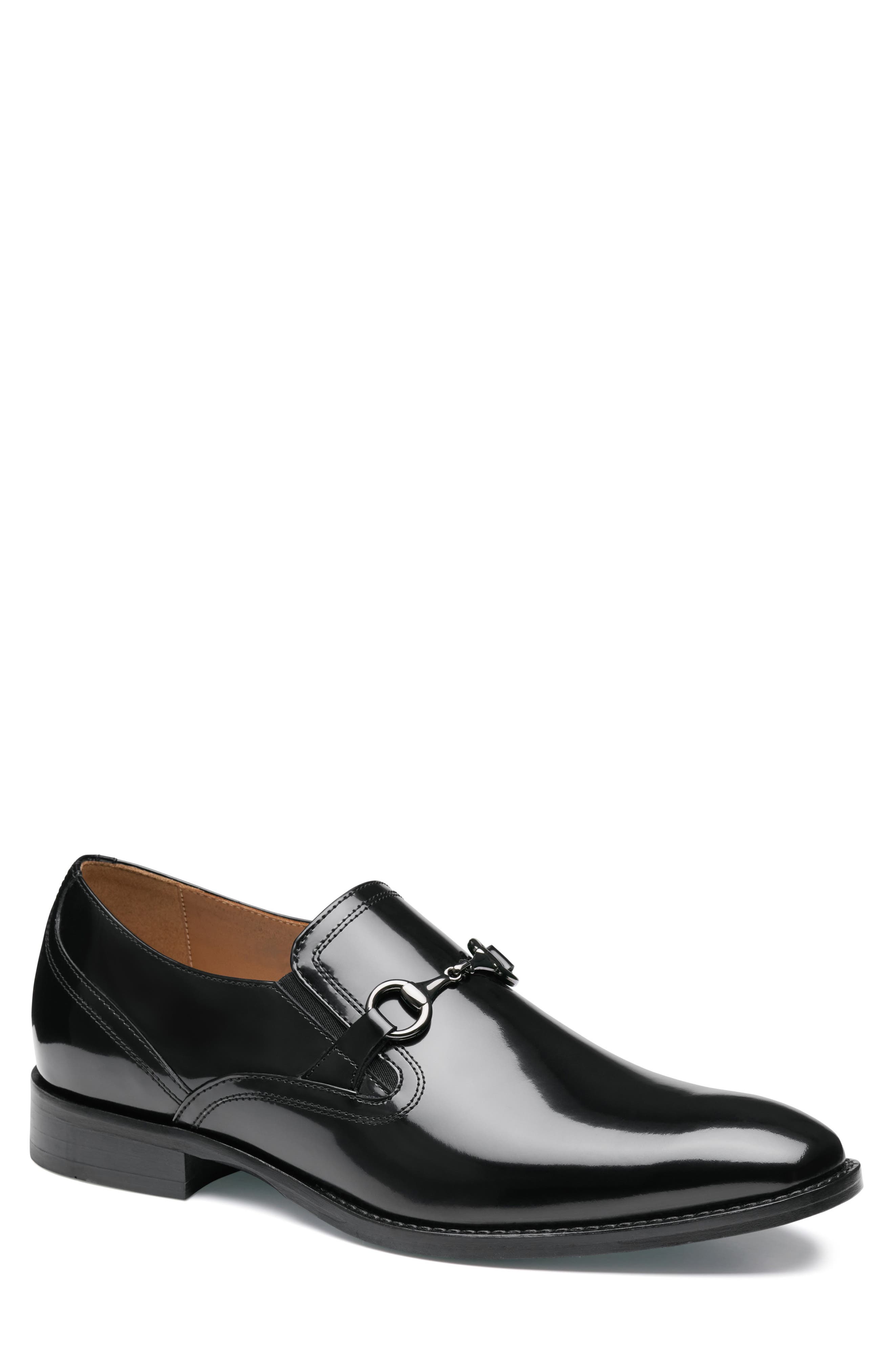Johnston & Murphy Richland Bit Loafer, Main, color, Black Brush-Off Leather