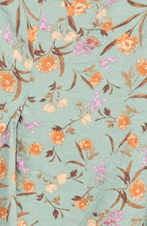 Treasure & Bond Kids' Floral Ruched Waist Skort In Green Lilypad Folk Floral