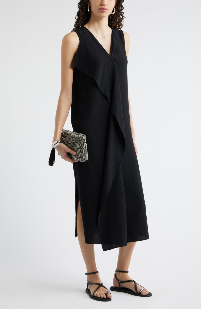 Nordstrom Ruffle Front Sleeveless Dress, Alternate, color, Black