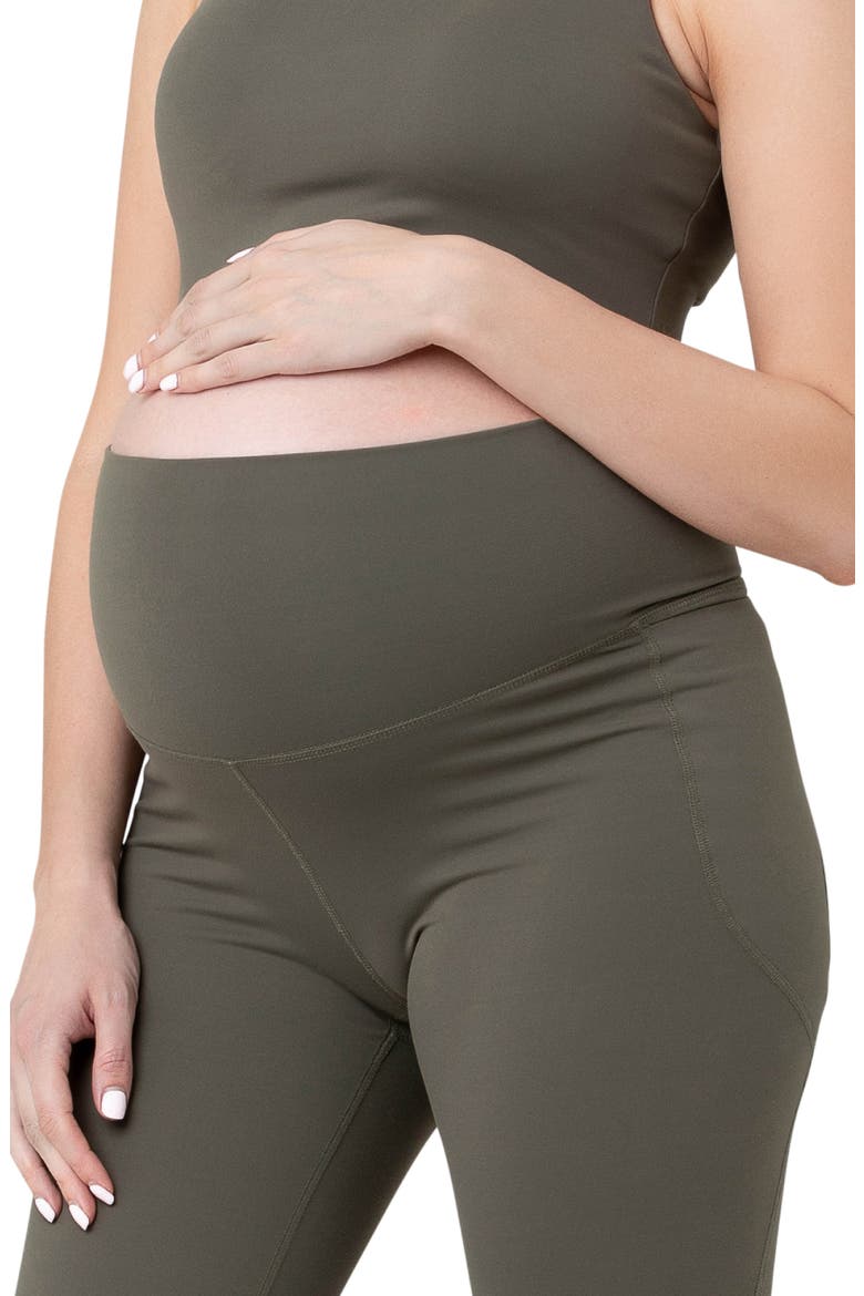 Tempo Stretch Nylon Pocket Maternity Leggings, Alternate, color, KHAKI