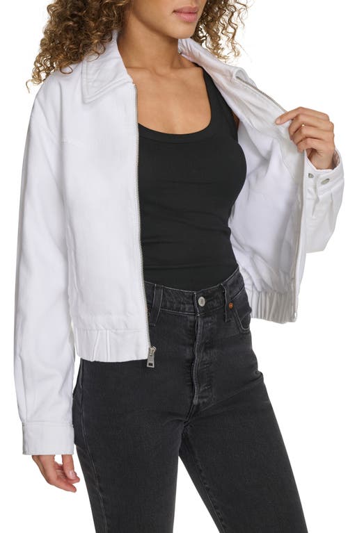 Levi's Women's Western Zip-front Denim Bomber Jacket In White Wash Denim