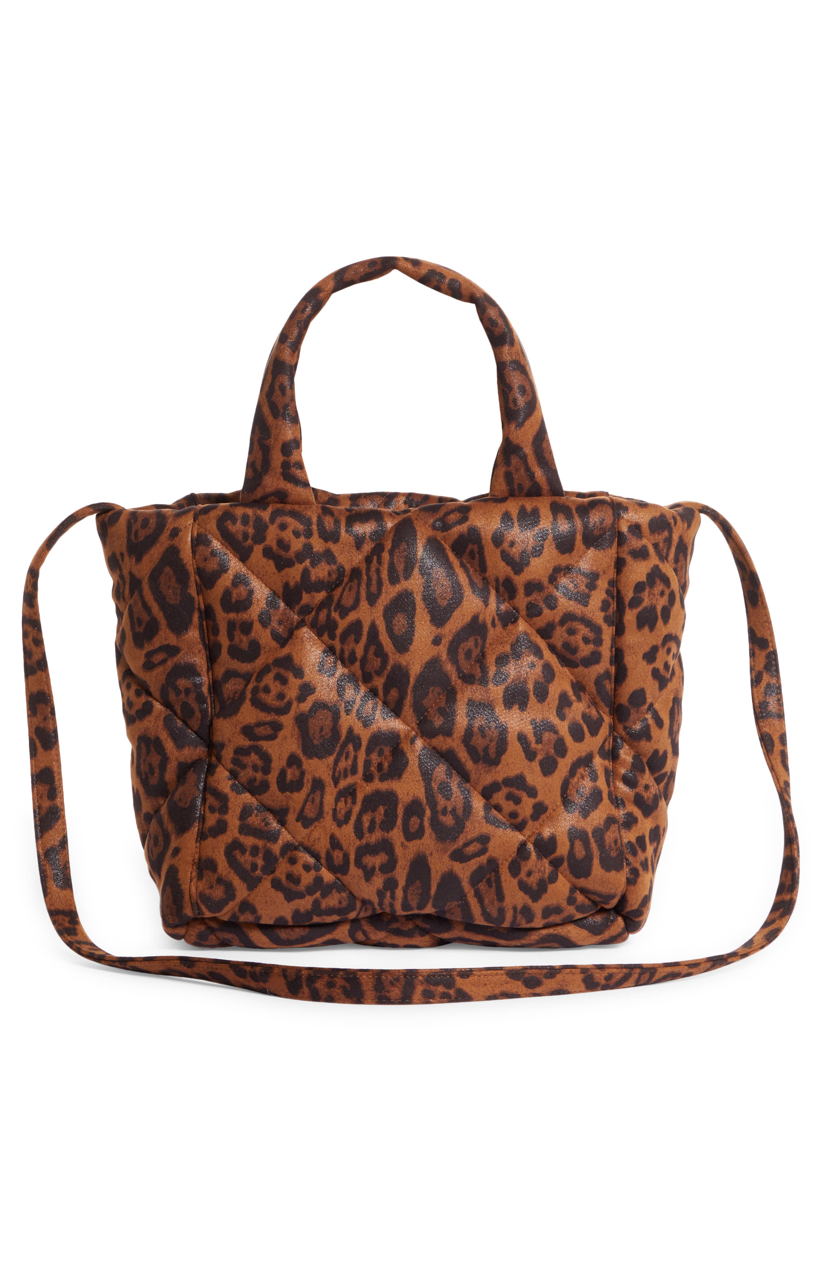 Stand Studio Rosanne Leopard Print Quilted Top Handle Bag, Alternate, color, 