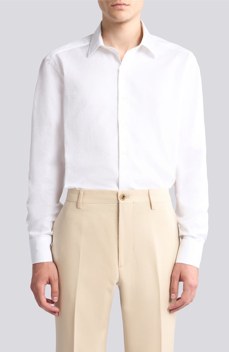 Etro Roma Paisley Cotton Jacquard Dress Shirt, Main, color, Bianco Ottico