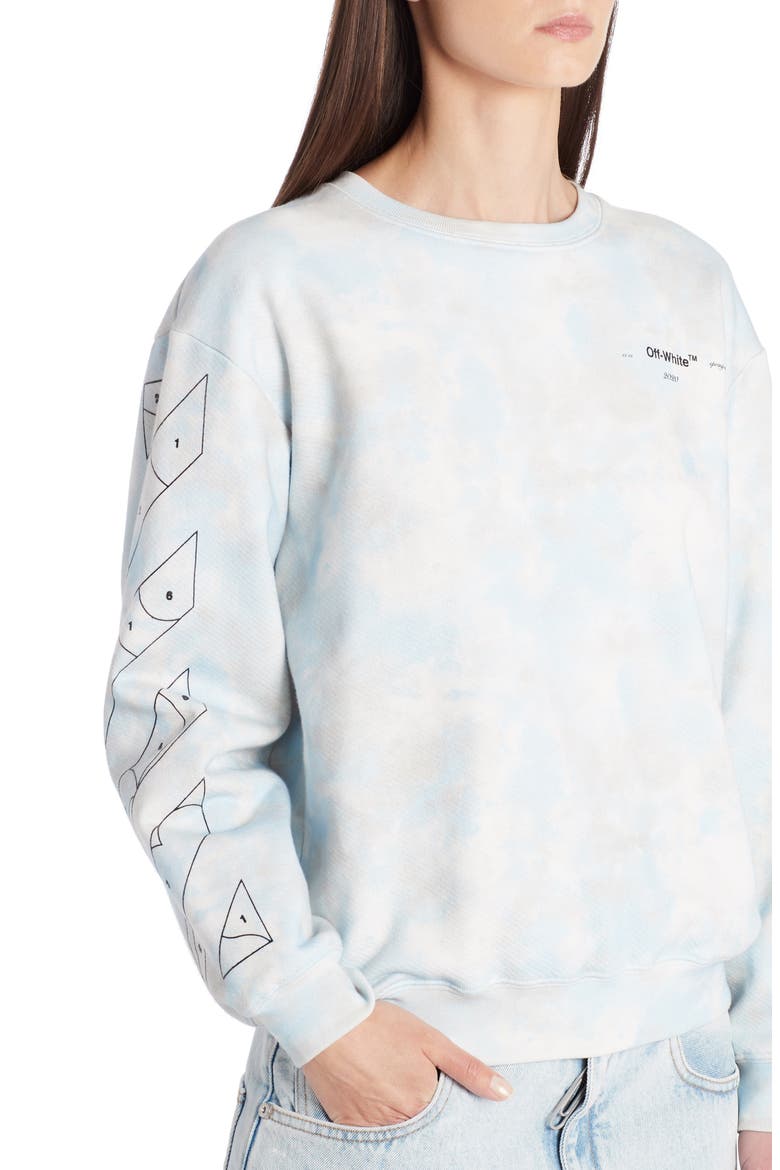 Color By Numbers Tie Dye Sweatshirt, Alternate, color, LIGHT BLUE BLACK
