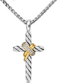 David Yurman Cross Necklace with Pavé Diamonds