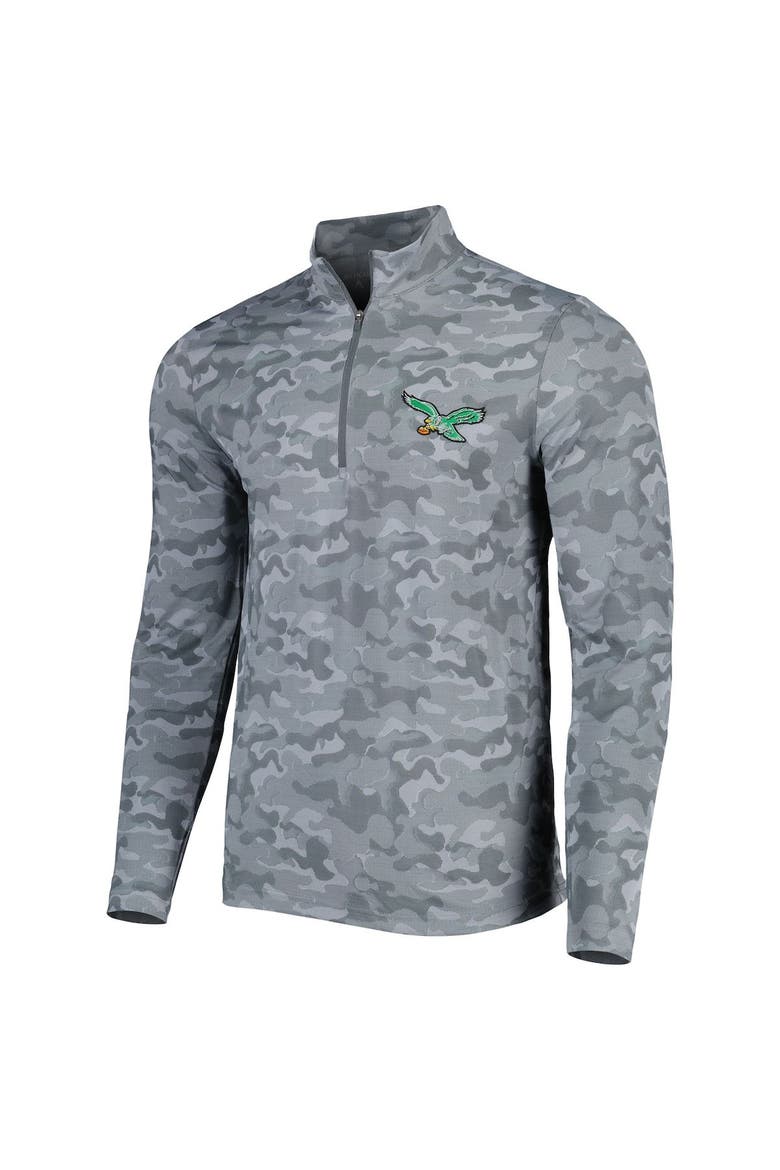 Men's Antigua Gray Philadelphia Eagles Brigade Throwback Quarter-Zip Top, Alternate, color, Gray
