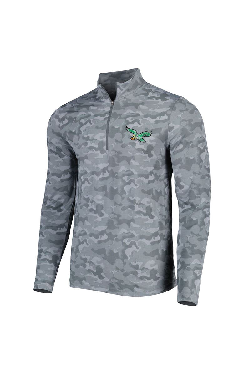 ANTIGUA Men's Antigua Gray Philadelphia Eagles Brigade Throwback Quarter-Zip Top, Alternate, color,