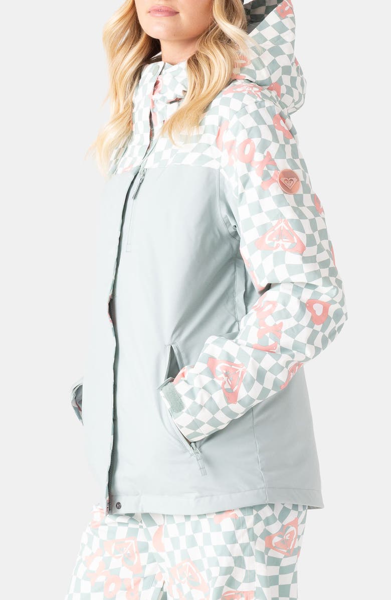 Roxy Jetty Water Repellent Hooded Technical Snow Jacket, Alternate, color, Cross Your Heart